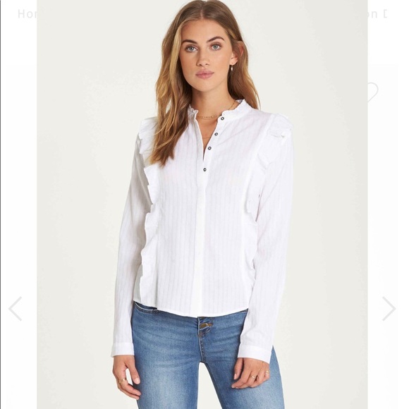 Billabong Tops - Billabong White Ruffle Blouse
